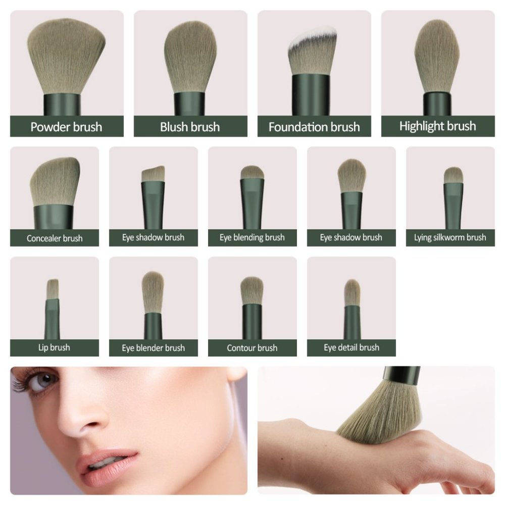 13Pcs Makeup Brush Set & Bag Portable Beauty Tool - Picture 4 of 13
